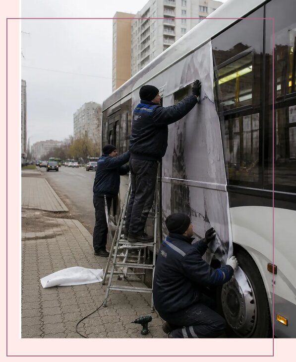 Изготовление и монтаж рекламы на автобусах в Устях-Куте